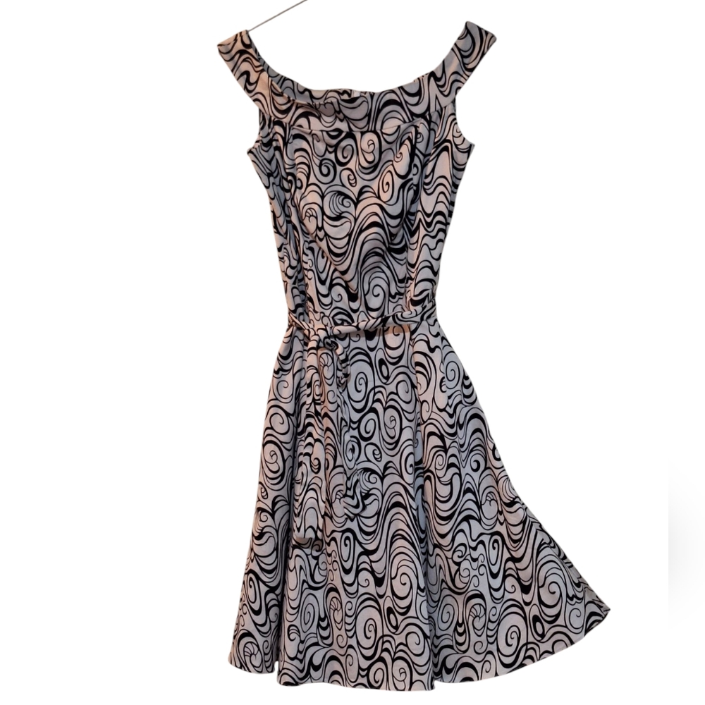 Frank Lyman Design Black and White Asymmetrical Cocktail Dress